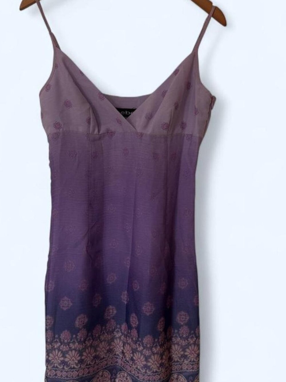 Vintage Bebe Lavender Ombre Midi Slip Dress Made in USA Size 4